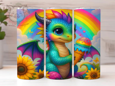 Rainbow Dragon Fantasy Vibrant Tumbler, Colorful Dragon PNG, Fantasy Tumbler Wrap, 20oz Sublimation Design, Mystical Creature Cup, Dragon Lover Gift, Vibrant Dragon Wrap Sublimation Lara' s Designs 