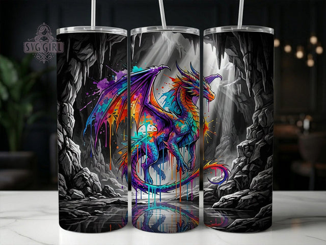 Rainbow Dragon Watercolor 20oz Tumbler, Rainbow Dragon, Dragon Watercolor, Watercolor Dragon, Dragon Tumbler, 20oz Tumbler, Rainbow Tumbler, Tumbler Wrap Sublimation SvggirlplusArt 