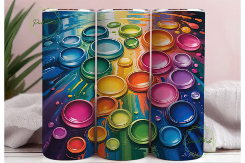 Rainbow Droplets 20oz Tumbler Wrap Sublimation PixelChick 
