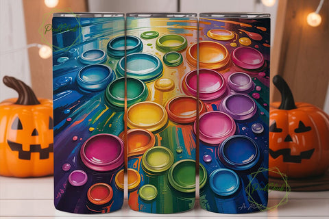 Rainbow Droplets 20oz Tumbler Wrap Sublimation PixelChick 