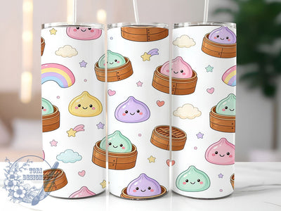 Rainbow Dumpling Cloud 20oz Tumbler Wrap, Rainbow Theme, Dumpling Motif, Cloud Design, Whimsical Style, Playful Charm, Skinny Tumbler, Sublimation PNG Sublimation ToriDesigns 