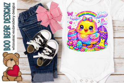 Rainbow Easter Chick Clipart Sublimation Boo Bear Designz 