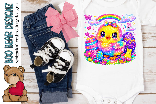 Rainbow Easter Chick Clipart Sublimation Boo Bear Designz 