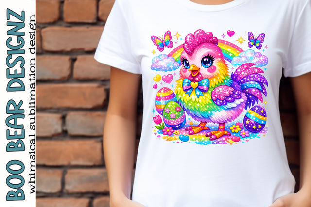 Rainbow Easter Chick Clipart Sublimation Boo Bear Designz 