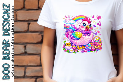 Rainbow Easter Chicken Clipart Sublimation Boo Bear Designz 