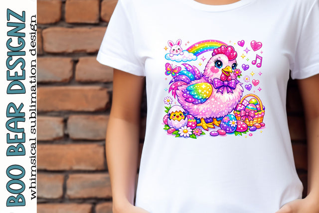 Rainbow Easter Chicken Clipart Sublimation Boo Bear Designz 