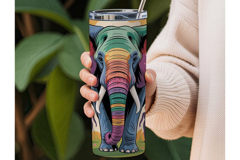 Rainbow Elephant 20oz Tumbler Wrap Sublimation DesignSVG 