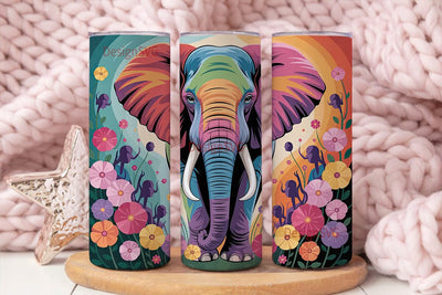 Rainbow Elephant 20oz Tumbler Wrap Sublimation DesignSVG 