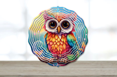Rainbow Elf Owl Round Wind Spinner Bundle Sublimation Regulrcrative 