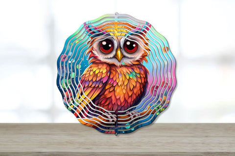 Rainbow Elf Owl Round Wind Spinner Bundle Sublimation Regulrcrative 