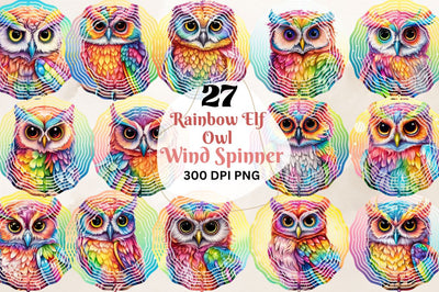 Rainbow Elf Owl Wind Spinner Sublimation Spinner Designs Sublimation Regulrcrative 