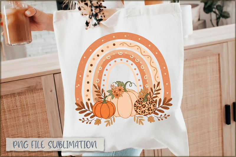 Rainbow Fall Pumpkins Tote Bag Sublimation Shetara Begum 