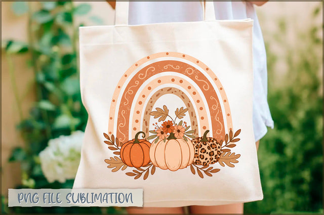 Rainbow Fall Pumpkins Tote Bag Sublimation Shetara Begum 