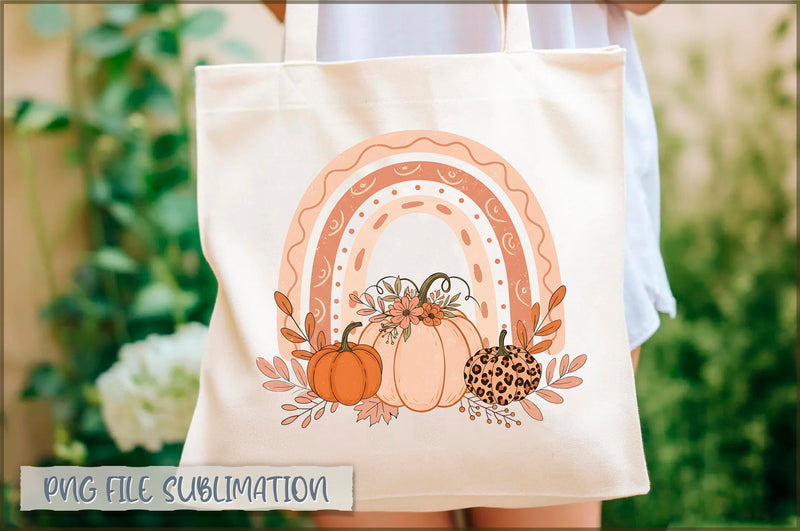 Rainbow Fall Pumpkins Tote Bag Sublimation Shetara Begum 