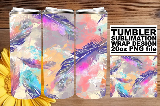 Rainbow Feather Bliss Tumbler Design 20oz Sublimation afrosvg 