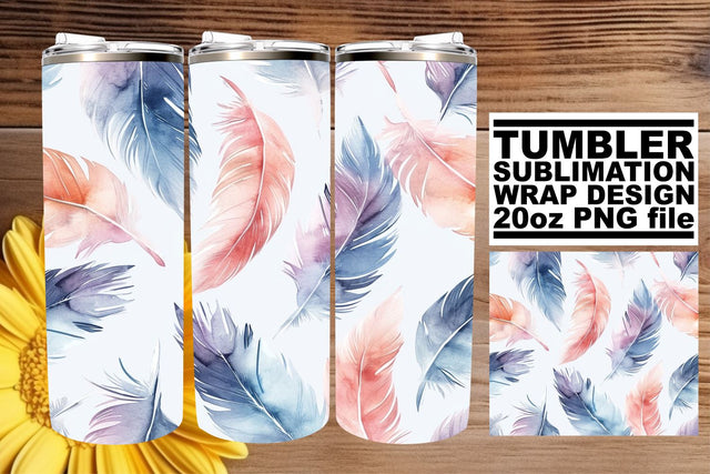 Rainbow Feather Extravaganza Tumbler Design 20oz Sublimation afrosvg 