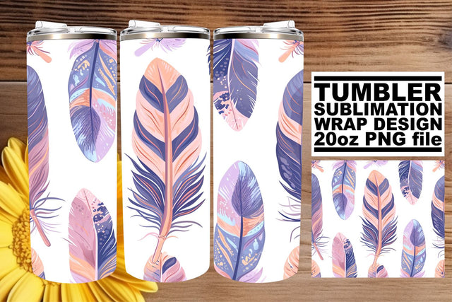 Rainbow Feather Paradise Tumbler Design 20oz Sublimation afrosvg 