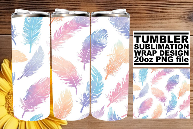 Rainbow Feather Pattern Tumbler Art 20oz Sublimation afrosvg 