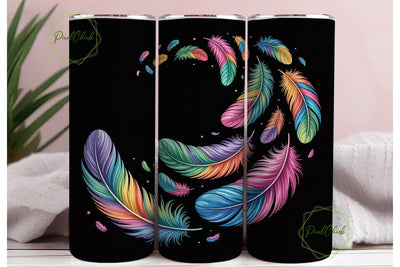 Rainbow Feathers 20oz Tumbler Wrap Sublimation PixelChick 