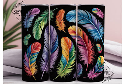 Rainbow Feathers 20oz Tumbler Wrap Sublimation sassyprint 