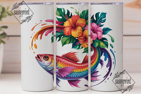 Rainbow Fish Tumbler Wrap Sublimation sassyprint 
