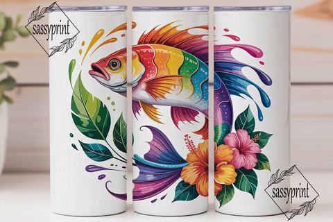 Rainbow Fish Tumbler Wrap Sublimation sassyprint 