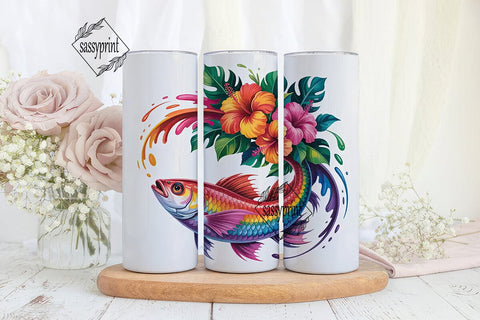Rainbow Fish Tumbler Wrap Sublimation sassyprint 