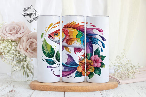 Rainbow Fish Tumbler Wrap Sublimation sassyprint 
