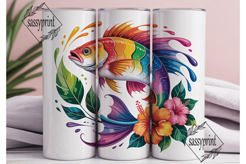 Rainbow Fish Tumbler Wrap Sublimation sassyprint 