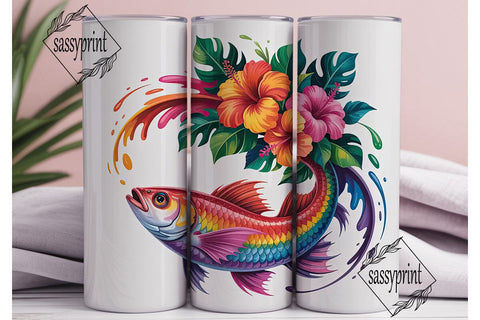 Rainbow Fish Tumbler Wrap Sublimation sassyprint 