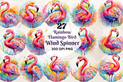 Rainbow Flamingo Bird Wind Spinner Sublimation Bundle Sublimation Regulrcrative 