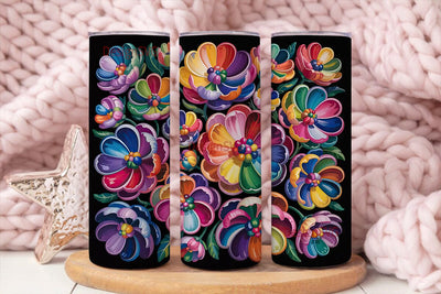 Rainbow Floral Bloom 20oz Tumbler Wrap Sublimation DesignSVG 