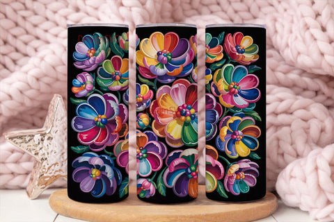 Rainbow Floral Bloom 20oz Tumbler Wrap Sublimation DesignSVG 