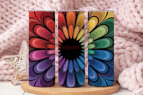 Rainbow Floral Burst 20oz Tumbler Wrap Sublimation DesignSVG 