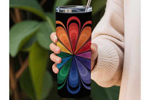 Rainbow Floral Burst 20oz Tumbler Wrap Sublimation DesignSVG 