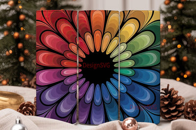 Rainbow Floral Burst 20oz Tumbler Wrap Sublimation DesignSVG 