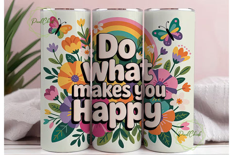 Rainbow Floral Butterfly 20oz Tumbler Sublimation PixelChick 