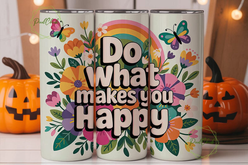 Rainbow Floral Butterfly 20oz Tumbler Sublimation PixelChick 