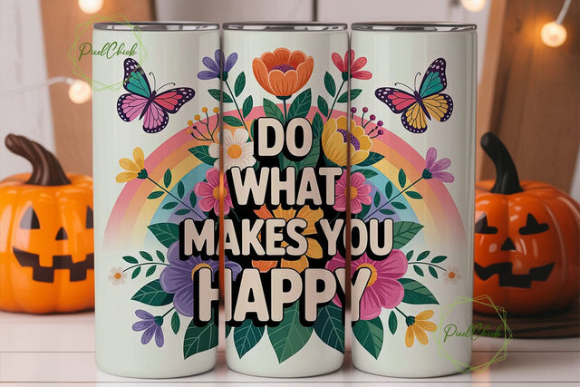 Rainbow Floral Butterfly 20oz Tumbler Sublimation PixelChick 