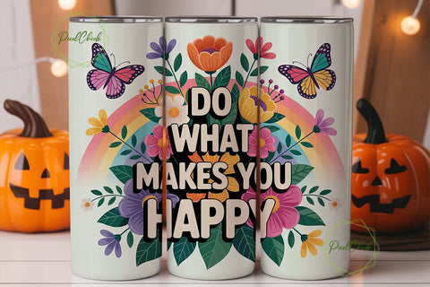 Rainbow Floral Butterfly 20oz Tumbler Sublimation PixelChick 