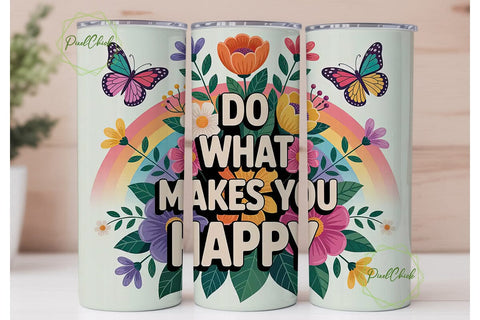 Rainbow Floral Butterfly 20oz Tumbler Sublimation PixelChick 