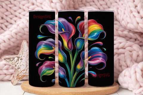 Rainbow Floral Explosion 20oz Tumbler Sublimation DesignSVG 