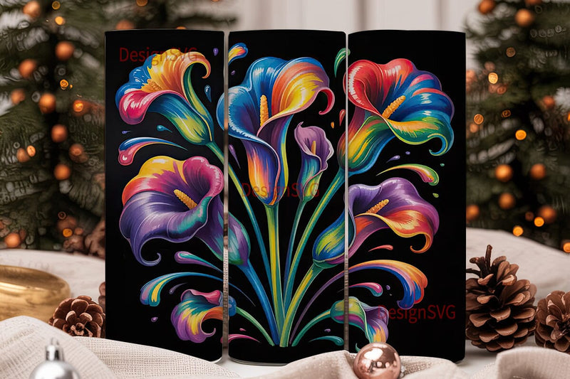 Rainbow Floral Explosion 20oz Tumbler Sublimation DesignSVG 