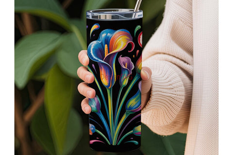 Rainbow Floral Explosion 20oz Tumbler Sublimation DesignSVG 