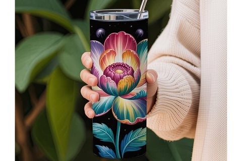 Rainbow Floral Fantasy Tumbler Wrap Sublimation DesignSVG 