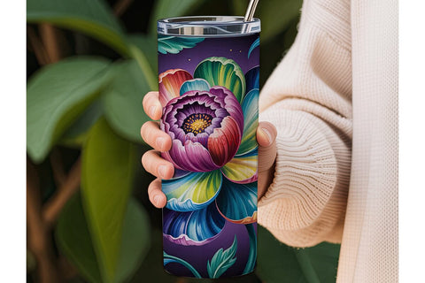 Rainbow Floral Fantasy Tumbler Wrap Sublimation DesignSVG 