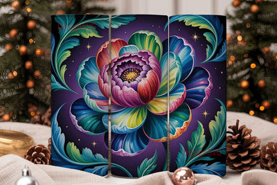 Rainbow Floral Fantasy Tumbler Wrap Sublimation DesignSVG 