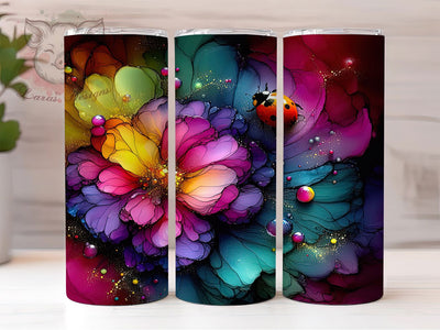 Rainbow Floral Ladybug Tumbler, Colorful Flower Tumbler, Cute Ladybug Wrap, Rainbow Floral Wrap, Spring Ladybug Wrap, Sublimation Design, Trendy Gift Idea Sublimation Lara' s Designs 