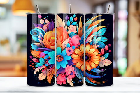 Rainbow Floral Tumbler Wrap | Sublimation PNG design Sublimation FloridPrintables 
