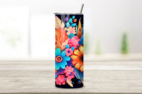 Rainbow Floral Tumbler Wrap | Sublimation PNG design Sublimation FloridPrintables 